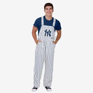 NWOT FOCO New York Yankees Men's White Pinstripe Bib Overalls Size Large MLB